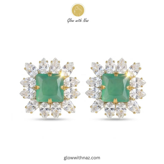 Mint Green Square Cut Earrings