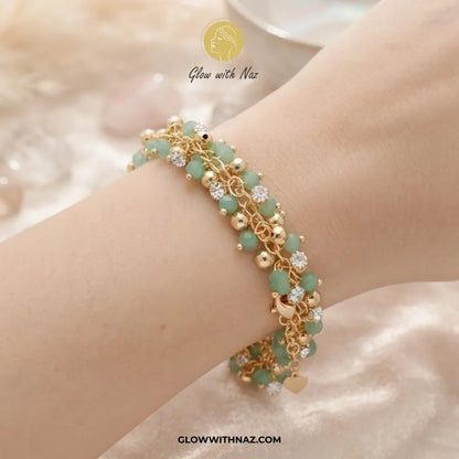 Mint Sea Green Statement Cluster Bracelet in Gold – Glow With Naz