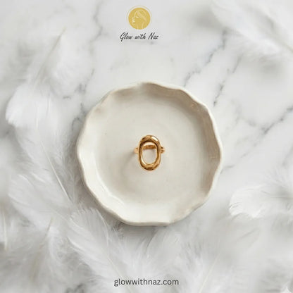 Modern gold open oval link ring, designed for versatility and comfort, by Glow with Naz.