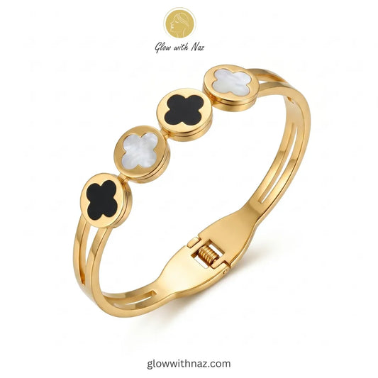 Multi-Clover Duo-Tone Hand Cuff Bracelets