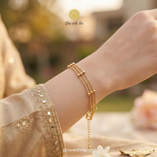 Multi-Strand Gold Layered Chain Bracelet Pakistan