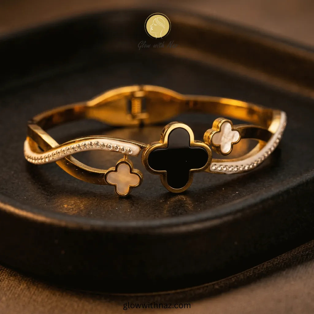 Infinity Trio Stainless Steel Clover Hand Cuff Bracelets