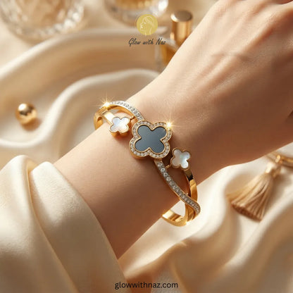 Infinity Trio Stainless Steel Clover Hand Cuff Bracelets