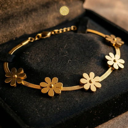 Daisy Flower Bracelet - Snake chain stainless steel