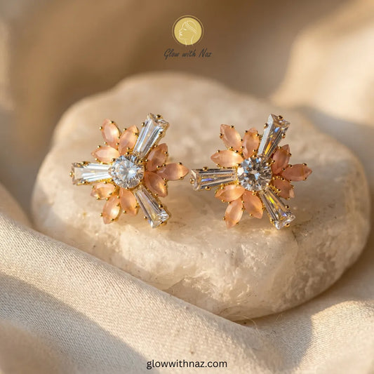 Celestial Peach Sunburst Studs