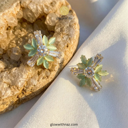 Celestial Mint Sunburst Studs