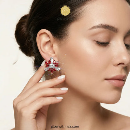 Red Starburst Crystal Ear Studs