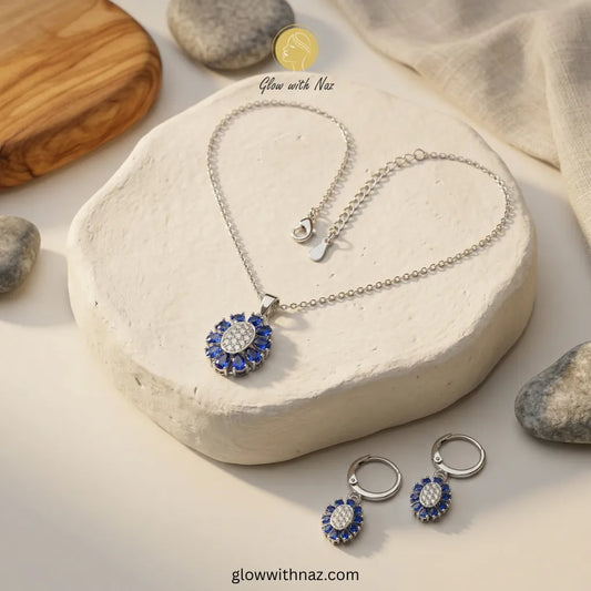 Silver Chain and Pendant Set with Earrings