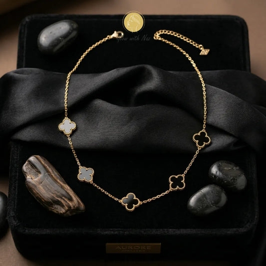 5 Clover Stylish Gold Plated Necklace