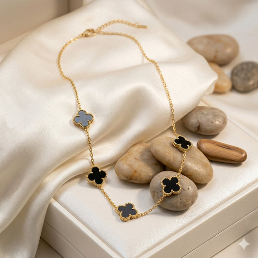 5 Clover Stylish Gold Plated Necklace