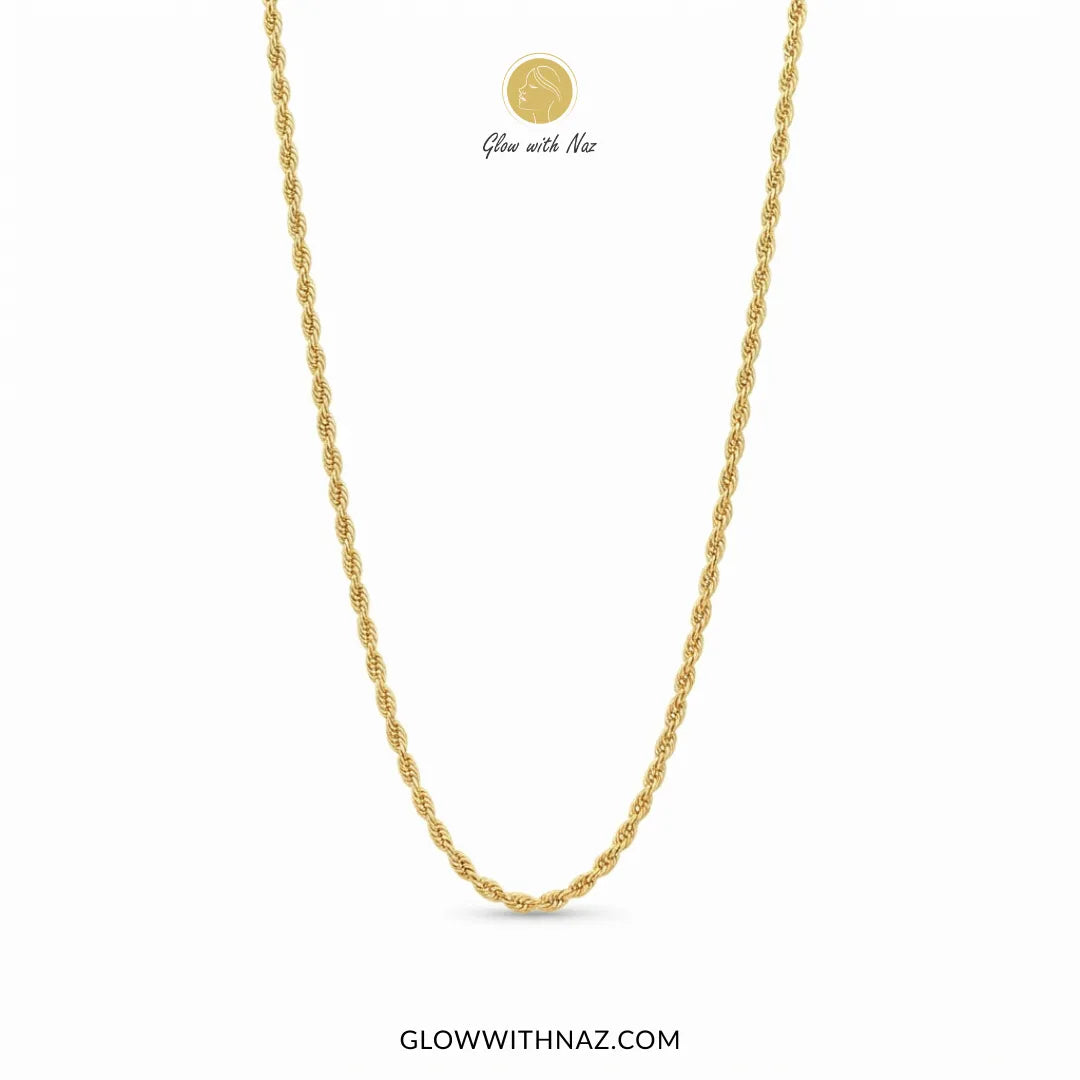 Tarnish-Free Elegant Gold Rope Long Chain for Women