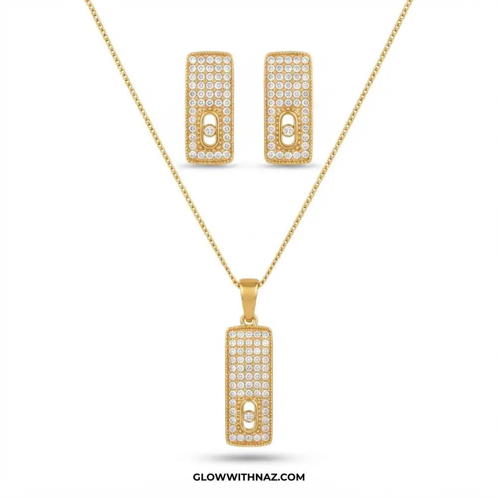 Rectangle Bar Earring & Pendant Set