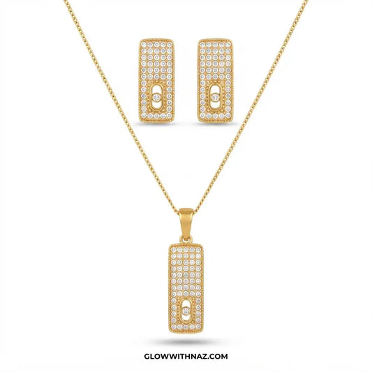 Rectangle Bar Earring & Pendant Set