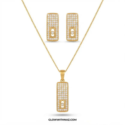 Rectangle Bar Earring & Pendant Set