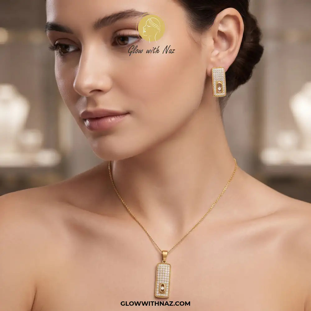 Rectangle Bar Earring & Pendant Set