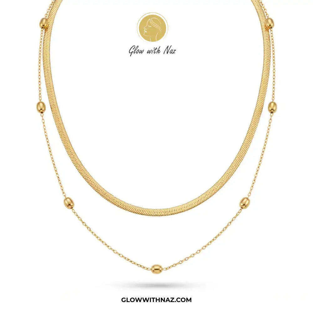 Stainless Steel Double Chain Long Bead Pendant
