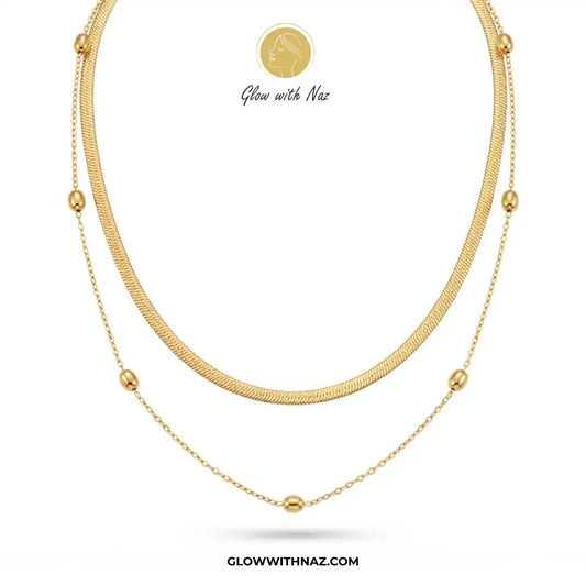 Stainless Steel Double Chain Long Bead Pendant