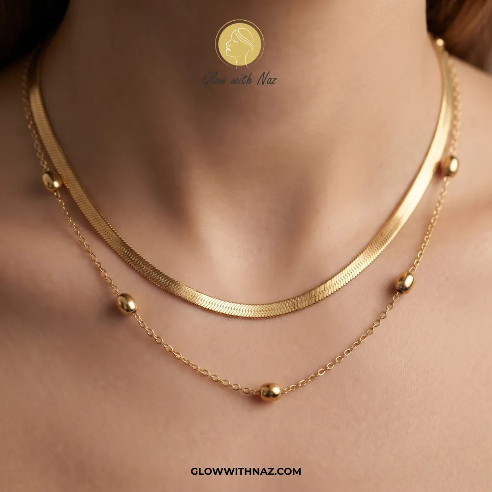 Stainless Steel Double Chain Long Bead Pendant