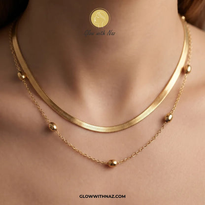 Stainless Steel Double Chain Long Bead Pendant
