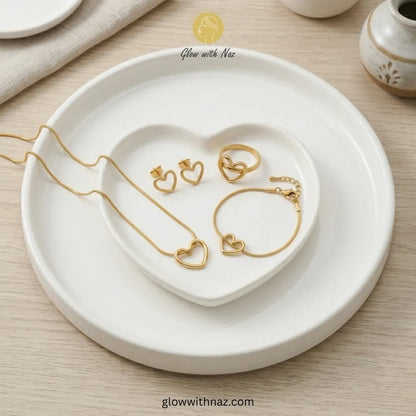 Open heart jewelry set styled for everyday luxury - Glow with Naz Jewelry
