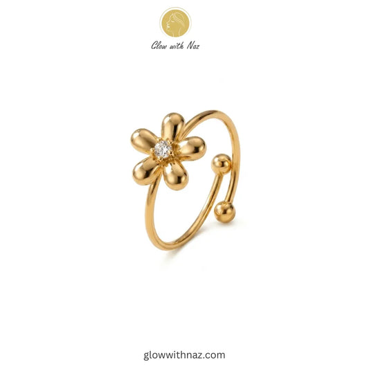 Premium Gold Flower Adjustable Ring