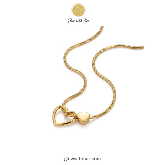 Premium Quality Double Heart Gold Necklace