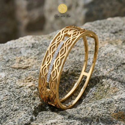 Premium filigree gold bangle packaged as a perfect gift