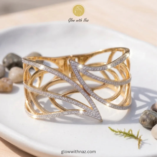 Premium geometric cuff bracelet packaged for a special gift