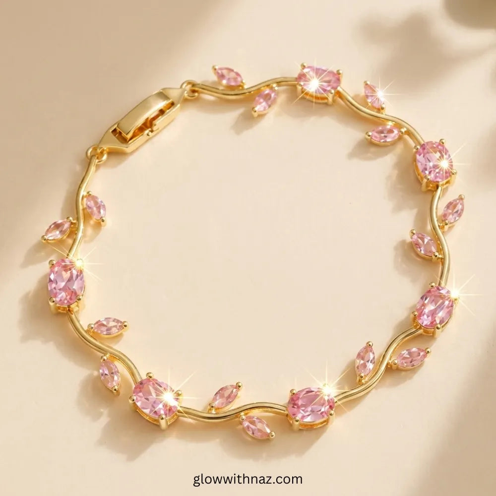 Premium rapunzel bracelet Pink Gold Tulip Bracelet - Aesthetic Floral Jewelry by Glow with Naz