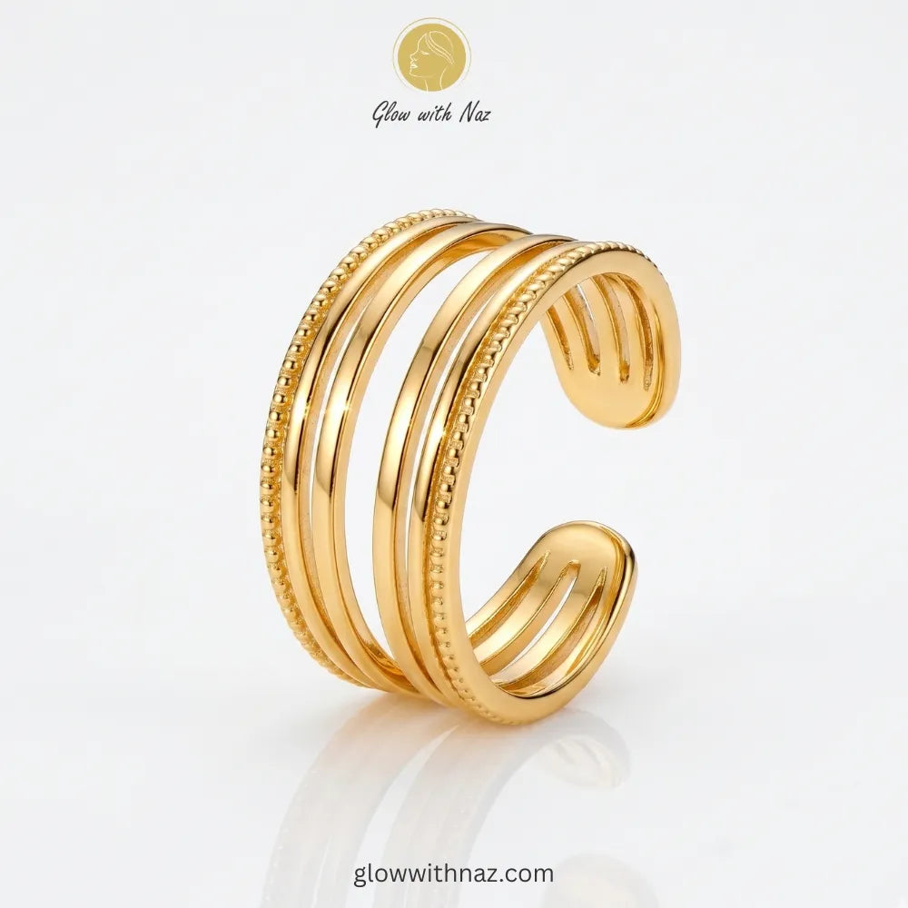 Gold Multi-Layer Stacked Band Ring for Women