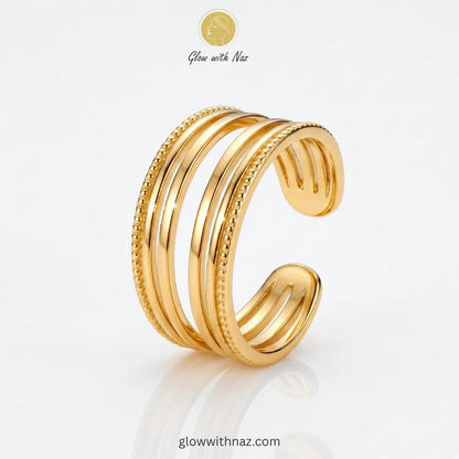 Gold Multi-Layer Stacked Band Ring for Women