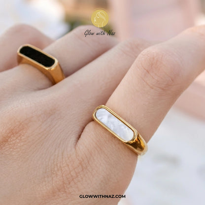 18K Gold Plated Stainless Steel White Ring