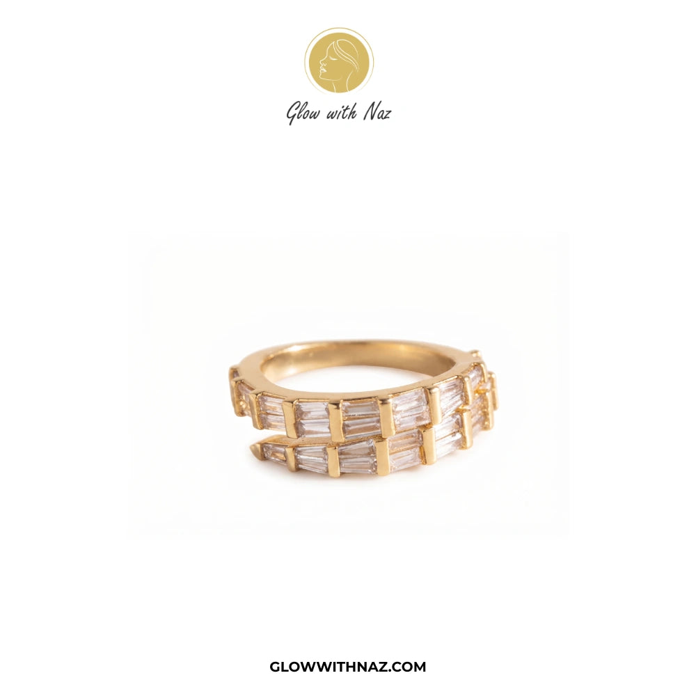 Golden Arrow Crystal Ring for Women