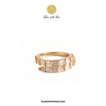 Golden Arrow Crystal Ring for Women