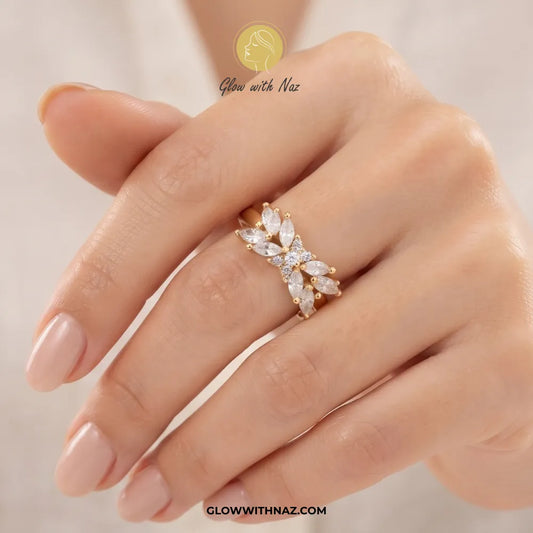 Marquise Crystal Cross Statement Ring