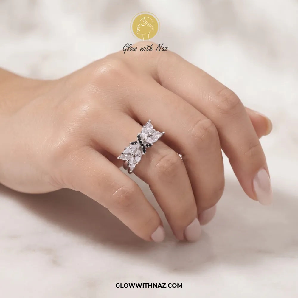 Marquise Leaf "X" Cross Adjustable Ring