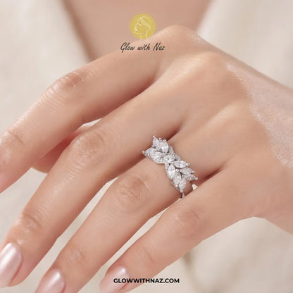 Marquise Leaf "X" Cross Adjustable Ring
