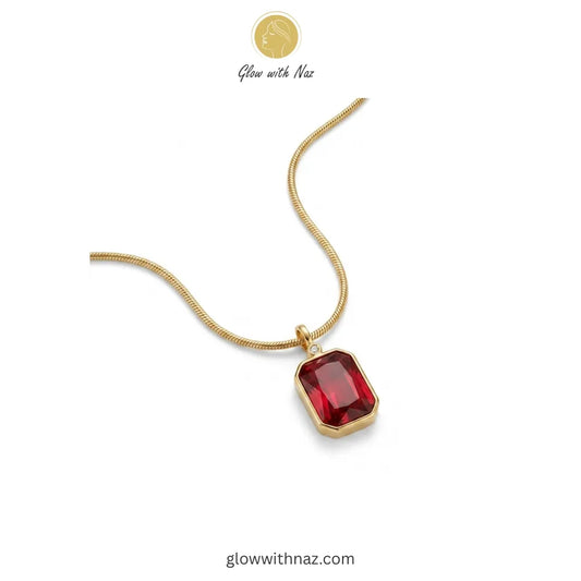 Red Emerald-Cut Crystal Necklace
