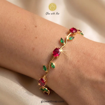 Red Rapunzel Floral Bracelet Tulip Bracelet