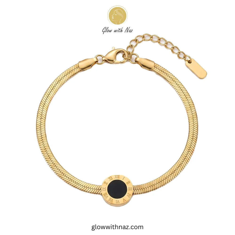 Roman numeral herringbone chain bracelet by Glow with Naz