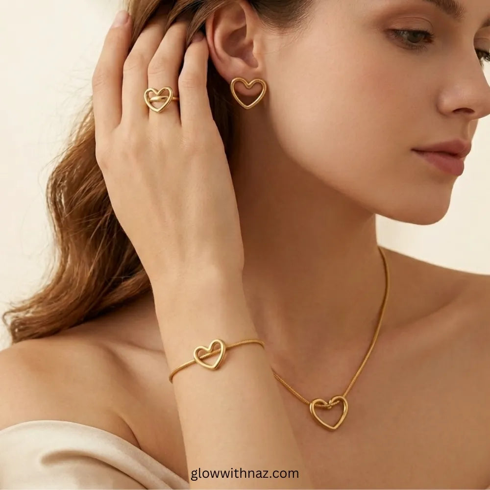 Romantic Open Heart Jewelry Set by Glow with Naz - Artificial Jewellery Pakistan