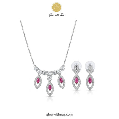 Royal Ruby Red Teardrop Zircon necklace & Earrings Set