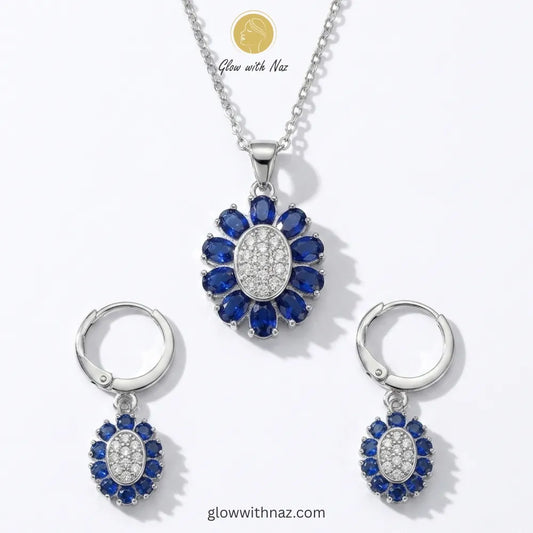 Silver Chain and Pendant Set with Earrings