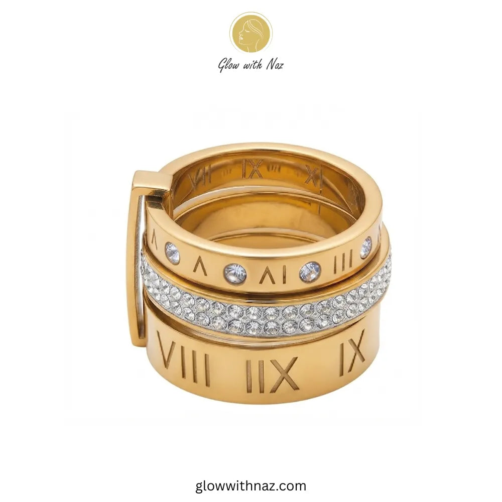 Stainless Steel Roman Ring Set | Waterproof & Anti-Tarnish | Pure Stainless Steel