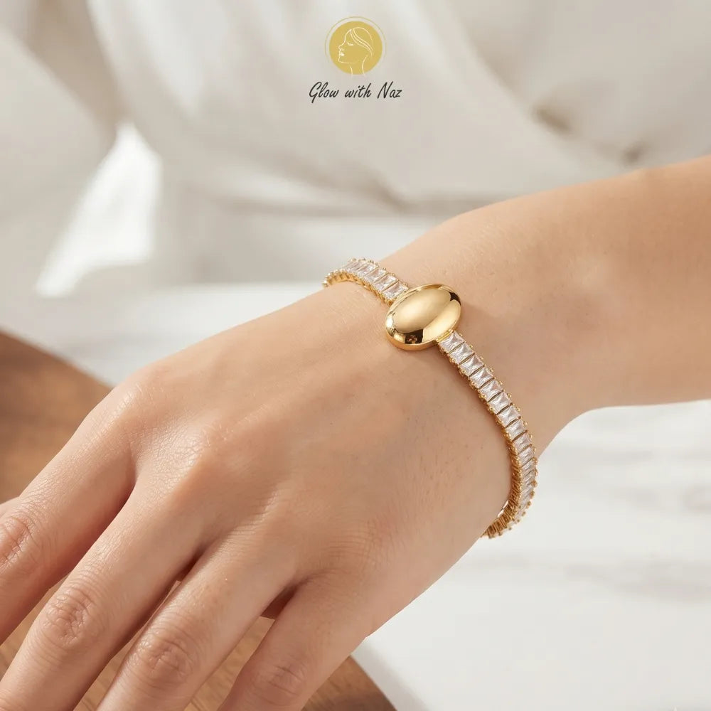 Stunning Crystal Oval Gold Bracelet