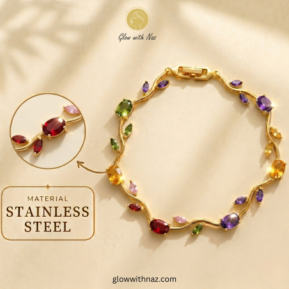 Premium Multi Color Tulip Bracelet | Rapunzel Floral Stainless Steel Bracelet