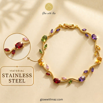 Premium Multi Color Tulip Bracelet | Rapunzel Floral Stainless Steel Bracelet