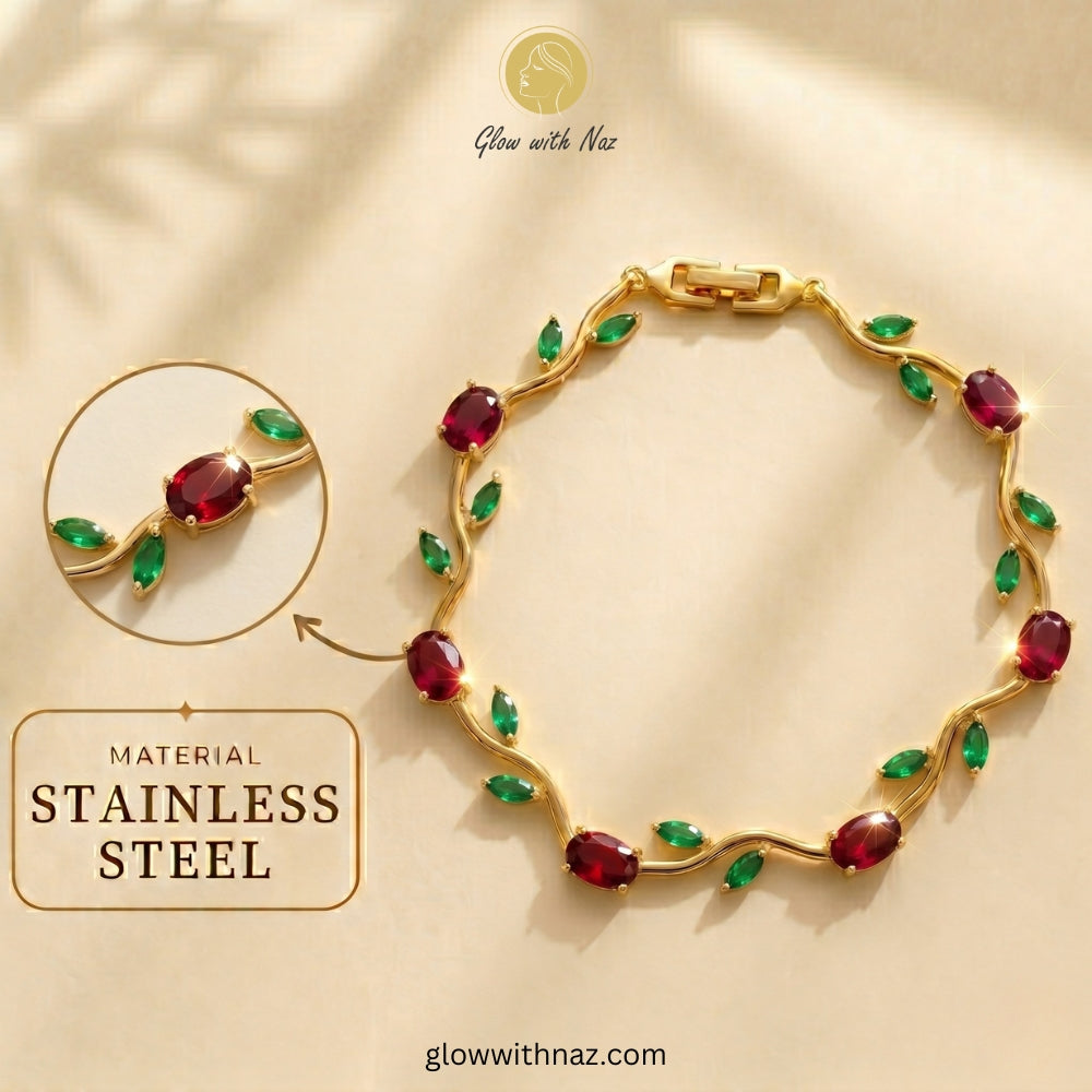 Premium Green Tulip Bracelet | Rapunzel Floral Stainless Steel Bracelet