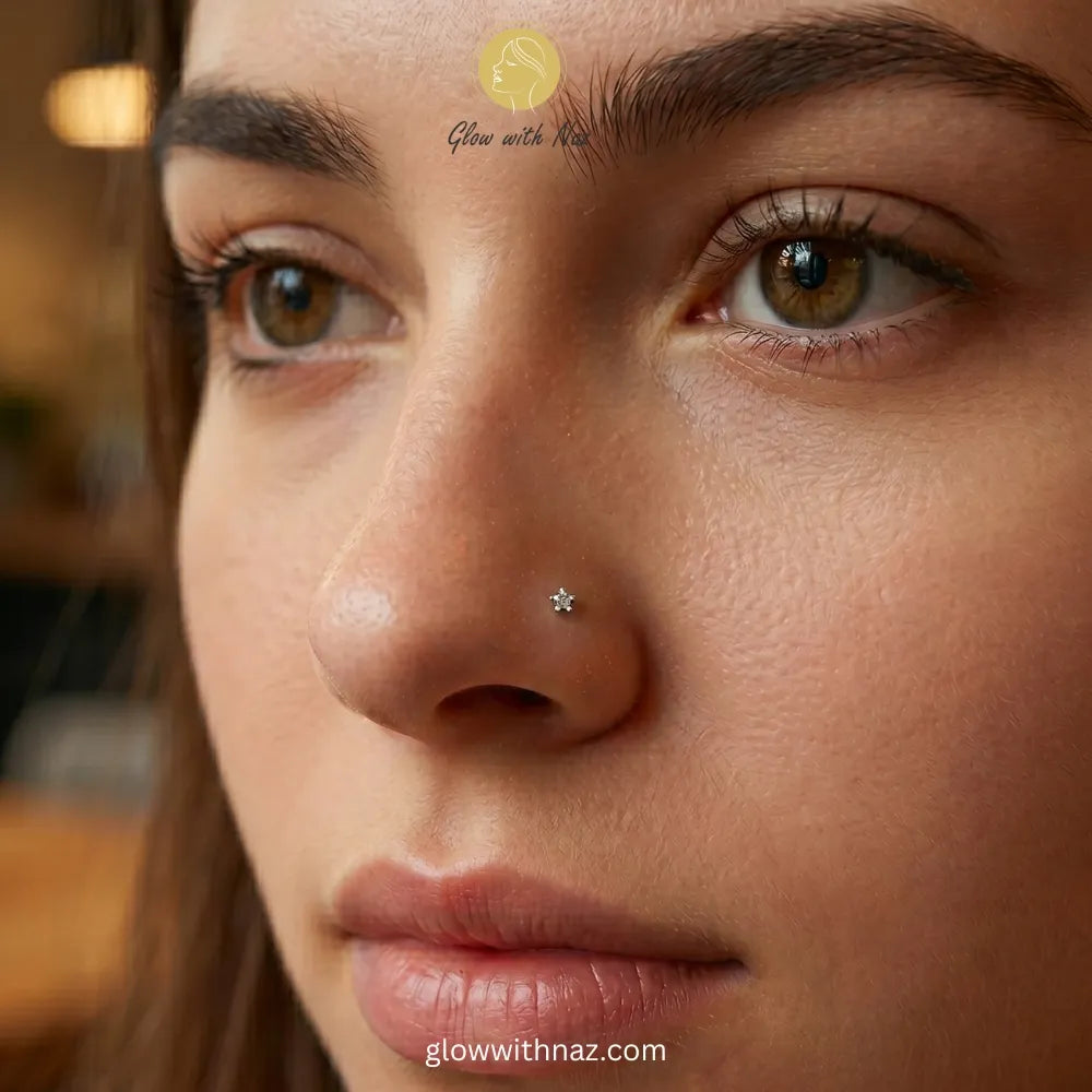 Zircon Stainless Steel Gold Star Zircon Nose Pin