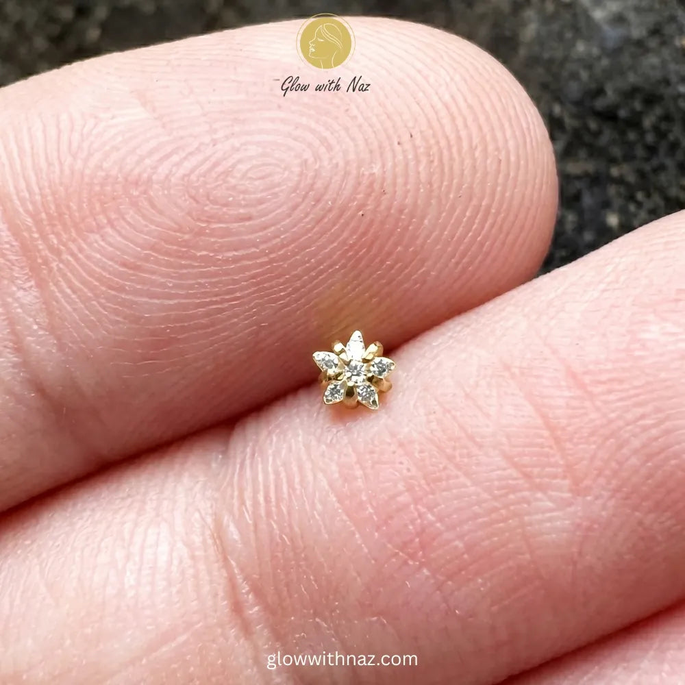 Zircon Stainless Steel Gold Star Zircon Nose Pin